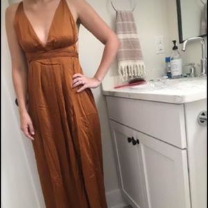 Satin rust wedding guest/cocktail dress